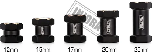 Miniatura 5 de INJORA Hub hexagonal RC de 0.472 in, ruedas de latón, extensión de cubo hexagonal, adaptador de unidad hexagonal negra para 1/10 RC Crawler Axial