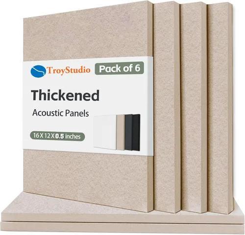 TroyStudio - Panel acústico de 15.74 x 11.81 x 0.47 pulgadas, 6 unidades, densa insonorización y panel de absorción de sonido, tratamiento acústico