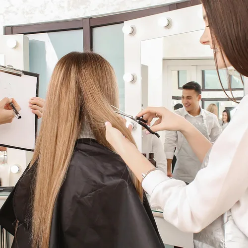 Miniatura 5 de KALIONE 3 capas de maquillaje para clientes, baberos de salón de belleza, bata corta para clientes, delantal ligero para barba, tinte para cabello