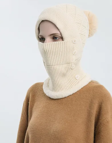 Miniatura 6 de Pasamontañas para mujer, visera de una sola pieza, gorro de cráneo, bufanda de cuello, bufanda de esquí, nieve, invierno, gorro de forro polar
