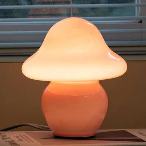 Miniatura 12 de HEQET Lámpara de hongo naranja de vidrio para mesa, lámpara de hongo para dormitorios, sala de estar, lámparas estéticas para dormitorio, linda