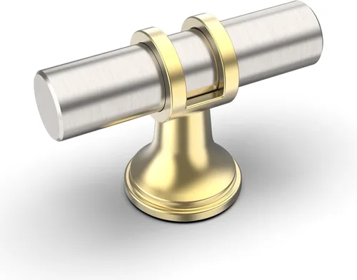 Miniatura 37 de Amerdeco ZH0050 - Paquete de 10 pomos de bronce champán para gabinetes, barra en T de 2 pulgadas, manijas de gabinete de cocina, manijas