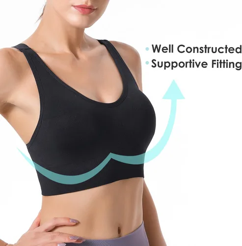 Miniatura 4 de Evercute - Brasier deportivo para mujer, con relleno, tirantes cruzados y sin costuras, brasier de soporte medio para alto impacto, ideal para yoga
