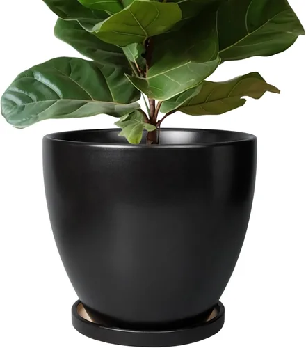 Miniatura 10 de Maceta para Plantas de 6.8 Pulgadas - Maceta de Cerámica con Orificio de Drenaje y Platillo, Maceta Redonda Moderna para Flores, Macetas