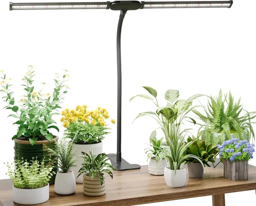 Miniatura 8 de Luz LED de cultivo, lámpara de crecimiento para plantas de interior con clip de espectro completo blanco súper brillante de 6000K con cabezal doble