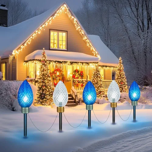 Miniatura 20 de Strawberry Jumbo C9 Luces de Camino de Navidad para Exteriores - 8.5 Pies 5 Luces LED C9 de Navidad, Luces C7 Cubiertas Jumbo Multicolor Luces