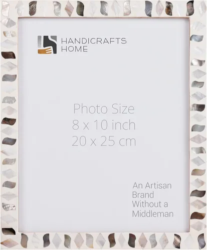 Miniatura 15 de Handicrafts Home Marco de fotos blanco hecho a mano de 4 x 6 pulgadas, marco de fotos vintage de nácar, marco de exhibición para mesa o pared