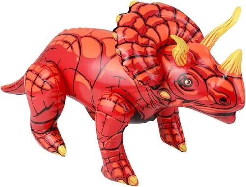 Miniatura 10 de Surtido inflable de dinosaurio colorido (aproximadamente 24 pulgadas) Apatosaurio inflable para fiestas, pterodáctilo, raptor, T-Rex, triceratops
