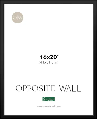 Miniatura 56 de Opposite Wall - Portarretratos de madera de roble macizo oscuro de 16 x 20 pulgadas - Ligero, versátil e inastillable - Póster o marco de fotos