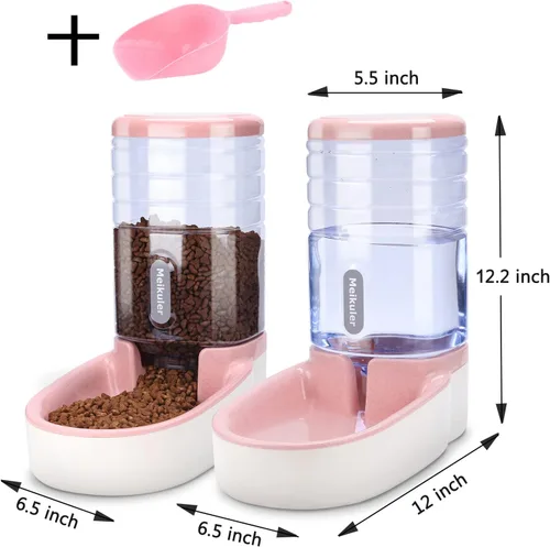 Miniatura 6 de Meikuler Conjunto de Alimentador Automático para Perros y Gatos y Dispensador de Agua, Bebedero y Alimentador de Comida por Gravedad para Perros