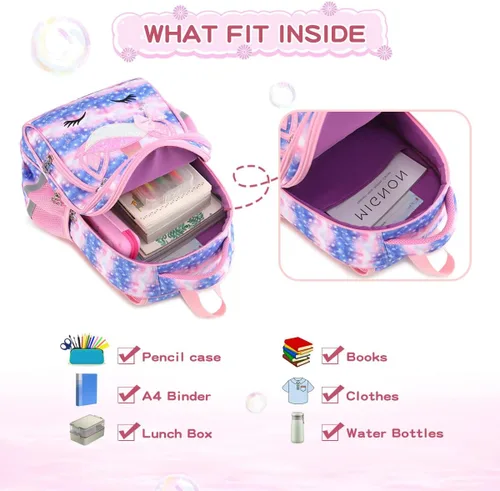 Miniatura 4 de Cusangel Mochila para niños Par (dinosaurio mecánico), 1 Unicornio Cielo, dibujos animados