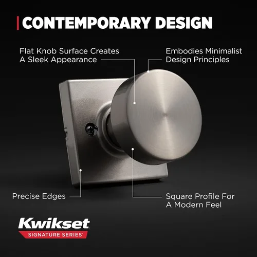 Miniatura 5 de Kwikset Pismo - Pomo de puerta ficticio, manija cuadrada de una sola cara para armarios, puertas dobles francesas y despensa, pomo de puerta