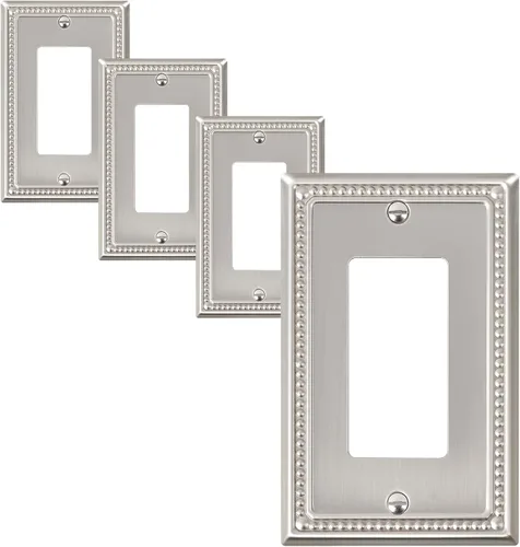 Miniatura 143 de Paquete de 4 placas de cubierta para interruptor de luz de palanca individual, cubiertas decorativas de perlas, placa de pared de metal almendra