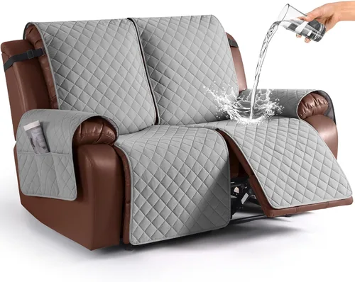 Miniatura 34 de KinCam Funda impermeable para sofá biplaza reclinable, fundas antideslizantes para sofá reclinable de 2 asientos, funda de sofá reclinable