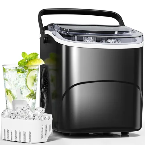 Miniatura 9 de Antarctic Star Pro-Grade Máquina para hacer hielo para encimera, 8 cubos en 6 minutos, 26 libras/día, autolimpieza, 2 tamaños, ultra silenciosa