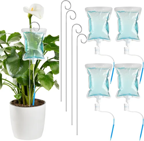 Norme Juego de 6 piezas de riego por goteo para plantas, bolsa de agua de goteo de 500 ml (16.9 fl oz), regador de plantas con estacas de varilla de