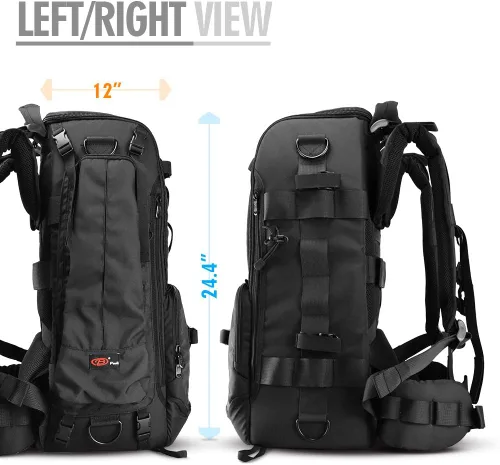 Miniatura 3 de Mochila impermeable para cámara DSLR grande con compartimentos para laptop de 17 pulgadas, cubierta para lluvia, soporte para trípode, funda