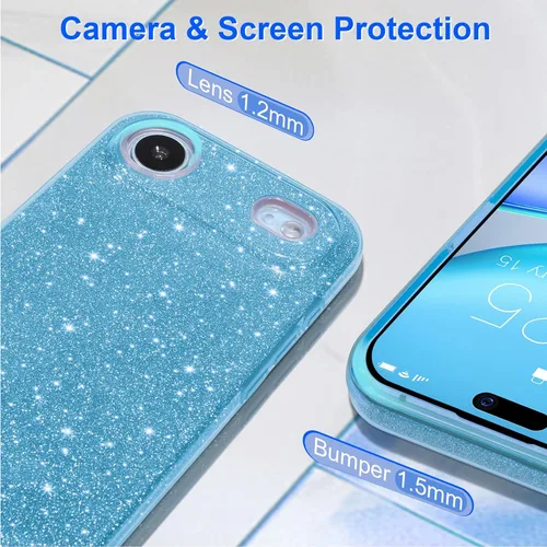 Miniatura 3 de MATEPROX - Funda compatible con iPhone Air de 6.5' [2025], carcasa protectora de 3 capas con purpurina brillante y tendencia, anti-arañazos y a