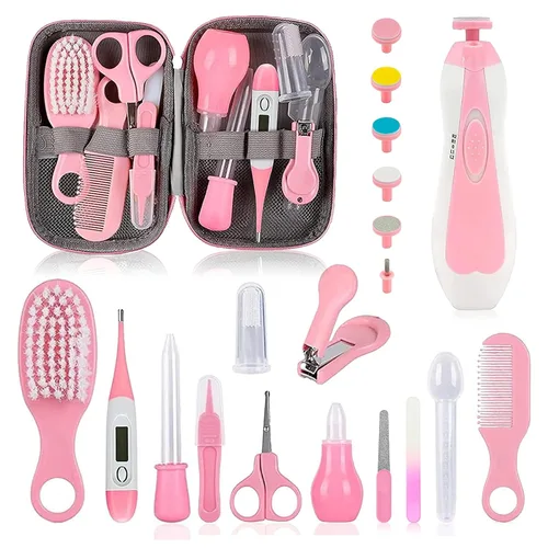 Kit de aseo para bebés, juego de cuidado de seguridad infantil con cepillo para el cabello, peine cortaúñas, aspirador nasal, kit esencial para