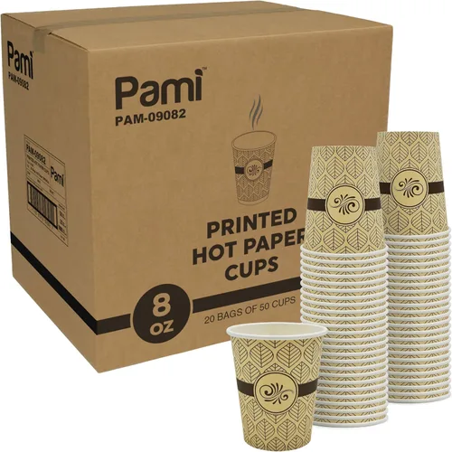Miniatura 12 de PAMI Vasos de papel para café caliente de 8 onzas, [Paquete de 50], desechables, para llevar para bebidas calientes, vasos de papel de un solo uso