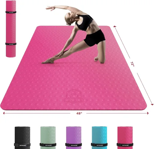 Miniatura 9 de HAPBEAR Tapete de yoga extra grande de 2.835 x 1.890 x 0.236 in (1/4 pulgadas), antideslizante, duradero, grueso y ancho para entrenamientos