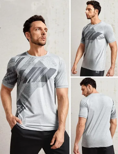 Miniatura 2 de Paquete de 5 camisetas de manga corta con cuello redondo y de secado rápido para hombre camisetas deportivas para correr entrenar o ir al gimnasio