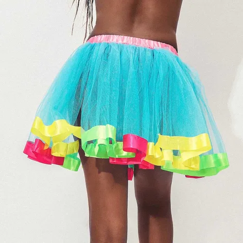 Miniatura 2 de REETAN Rainbow Tutu Skirts Colorful Tulle Skirt Ribbon Layered Dance Party Tutu Costume for Women and Girls