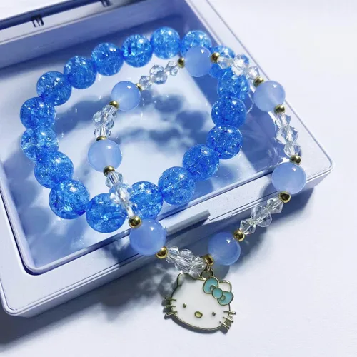 Miniatura 6 de Juego de pulseras kawaii con cuentas de cristal, diseño de dibujos animados con cuentas elásticas de perlas, joyería para niñas y mujeres, regalo