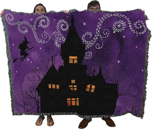 Miniatura 36 de Pure Country Weavers Manta negra con texto en inglés "I Just Here for The Boos" de fantasma, regalo de otoño, Halloween, para la parte posterior
