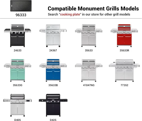 Miniatura 2 de Monument Grills 9.45" x 17.7" 96333 Placa de cocción reversible de hierro fundido para Monument Denali 405, Denali 425, 35633, 24633, 24367
