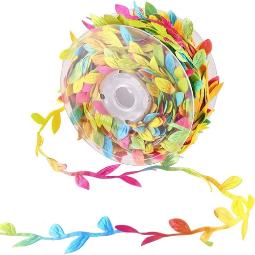 CCINEE Cinta de hojas artificiales de 24 yardas de tela colorida para hacer guirnaldas de coronas, decoración del hogar, envoltura de regalos y