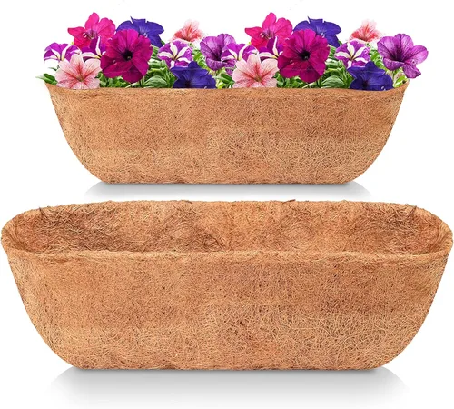 LAVEVE Revestimiento de coco de 30 pulgadas de repuesto para cesta colgante de plantas, 2 forros gruesos de fibra de coco para macetas de flores de