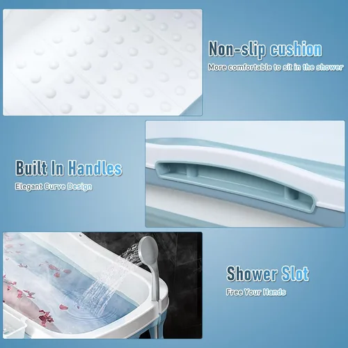Miniatura 6 de Bañera portátil para adultos, bañera plegable de 56 pulgadas para adultos, bañera independiente para ducha, baño de hielo, bañera de sentada
