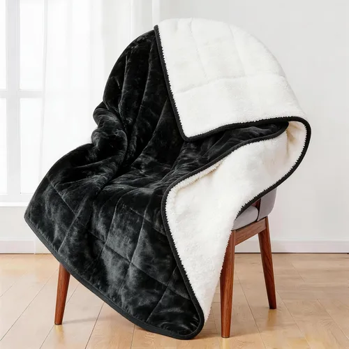 Miniatura 24 de Alomidds Manta con Peso para Adultos, Tamaño Twin 12 lbs Mantas con Peso, Manta Pesada con Forro Polar Suave y Brillante Reversible y Sherpa Cálido
