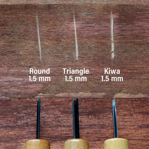 Miniatura 6 de Wazakura Kit de cincel de bonsái de 3 piezas con gubias redondas, bisel único sesgado y herramienta de separación en V, juego de herramientas