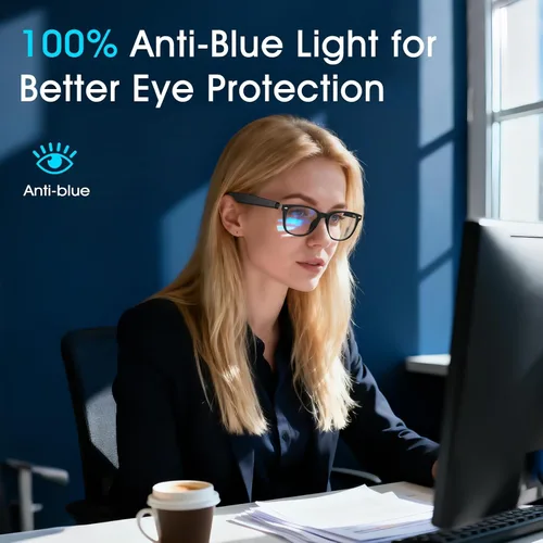 Miniatura 5 de Gafas de traducción AI unisex con más de 140 idiomas, lentes inteligentes Bluetooth con micrófono y altavoces integrados, interruptor de pasillo