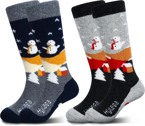 Hylaea Calcetines de esquí de lana merino para niños, calcetines térmicos cálidos hasta la rodilla para patinaje de snowboard para niños y niñas