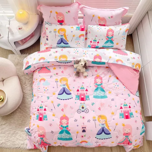 Miniatura 7 de Wajade Juego de edredón de 7 piezas con moño, juego de edredón a cuadros azules para niñas y niños, juego de ropa de cama a cuadros