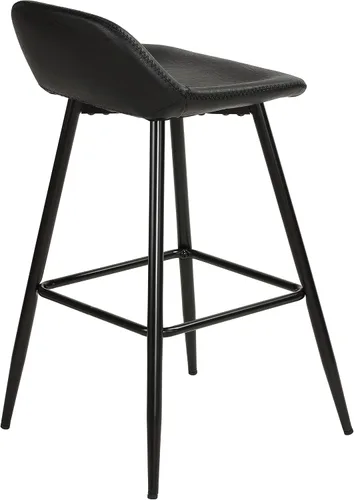 Miniatura 5 de Cortesi Home Taburetes de lluvia en piel sintética negro carbón, base negra (juego de 2)