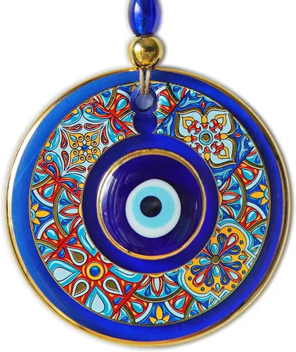 Colgante de pared clásico turco contra el mal de ojo, 5.1 pulgadas de diámetro, nazar de cristal hecho a mano para protección y buena suerte, regalo