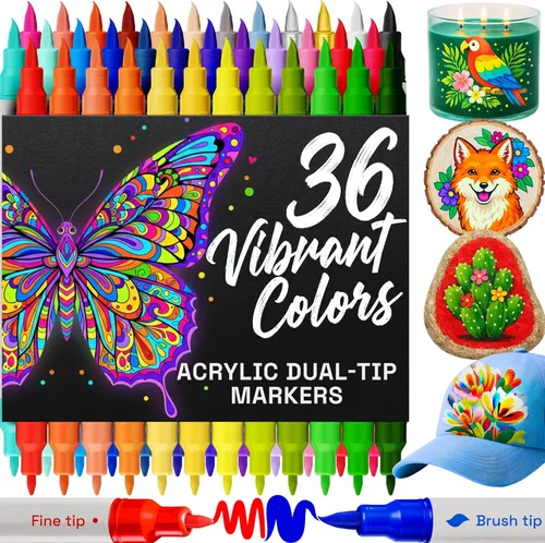 Miniatura 11 de Bolígrafos de pintura acrílica, 42 marcadores de pintura acrílica, bolígrafos de pintura de punta extrafina (0.028 in) – Ideal para pintura