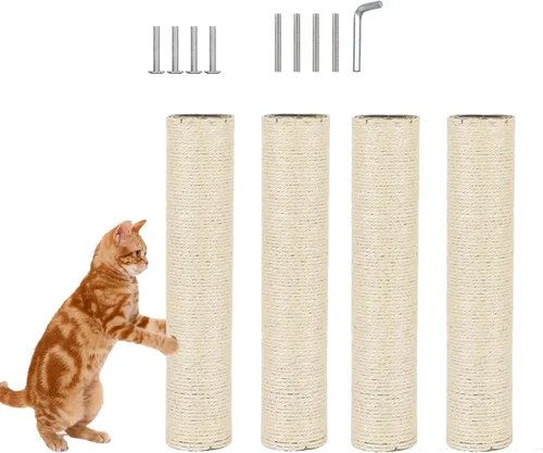4 piezas de repuesto de poste rascador de gato para interiores de 15.7 x 3.1 pulgadas, piezas de repuesto de árbol de gato, sisal natural, poste de