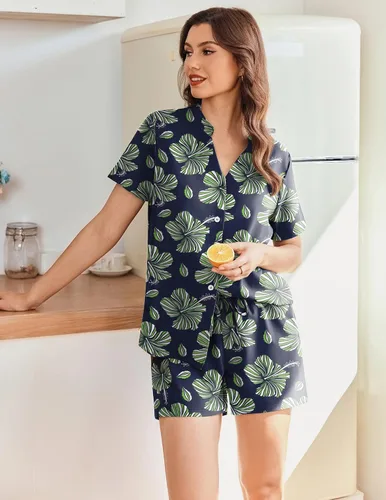 Miniatura 4 de Ekouaer Women Pajamas Set Button Down Printed Pj Lounge Sets Soft Loose Loungewear Sleepwear