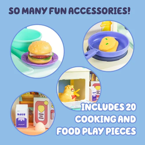 Miniatura 4 de Juego de Cocina de Bluey para Niños de 4 a 8 años, Juego de Cocina de Simulación de 0.91m de Alto, Incluye Estufa, Fregadero, Horno y Más de 20