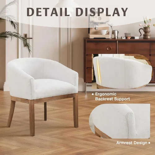 Miniatura 7 de SoarFlash Sillas de comedor tapizadas modernas de mediados de siglo con brazos, juego de 2, sillas de cocina y comedor de lino de granja, con marco