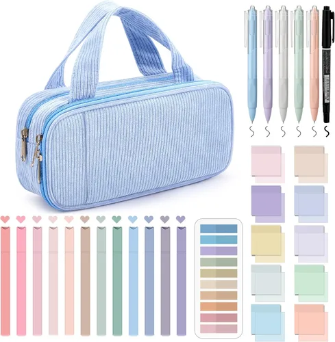Miniatura 17 de Jutom Kit de Anotar Libros Estético de 39 Piezas con Estuche de Lápices, Marcador, Estuche Transparente, Notas Adhesivas, Gel, Bolígrafo, Rosa
