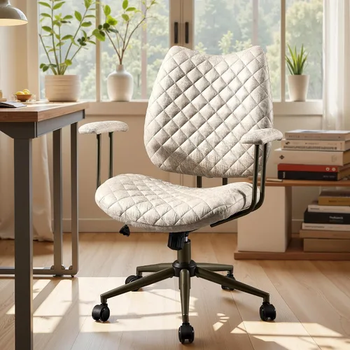Silla de escritorio de oficina en casa, silla ergonómica giratoria de 360° con reposabrazos extraíbles, respaldo alto, silla moderna de mediados de