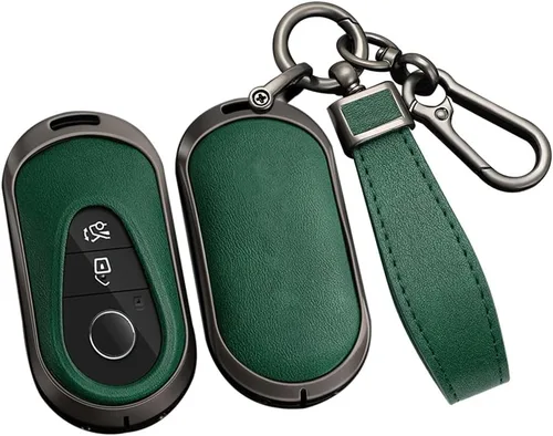 Miniatura 14 de ontto Llavero de cuero compatible con Mercedes-Benz 2020 en adelante, llavero de metal para Benz Clase S, Clase G, Clase E, color negro