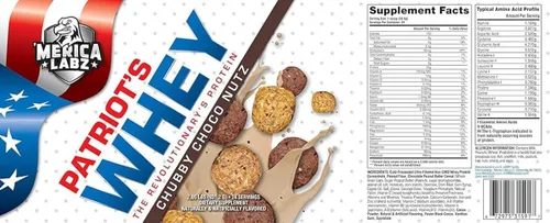 Miniatura 4 de Merica Labz Patriot's Whey, proteína de The Revolutionary's Protein, 25G Protein, 25 porciones (Chubby Choco Nutz)