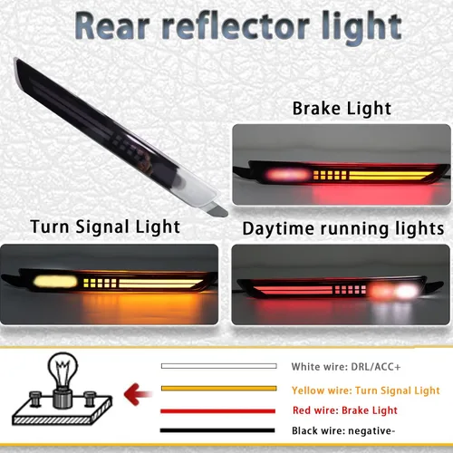 Miniatura 2 de Reflectores LED ahumados para parachoques trasero, luz trasera de freno antiniebla, lámparas de señal de giro secuencial, accesorios compatibles